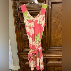 Lily Pulitzer Green and Pink V Neck Mini Dress Size L